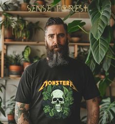 ** Production time for products that are produced in China will be extended for 1 week during Chinese New Year starting now to 3 Feb. If you are not sure if the product will be shipped from China or the US, please message me and I'm happy to help! Heavy Metal Monstera Tropical Plant Lover T-Shirt Gift Embrace your love for tropical plants and heavy metal with this unique Monstera-themed t-shirt! Perfect for 90s hardcore aroids growers and plant lovers, this unisex cotton tee is a must-have for a Plant Room Decor, Plant Room, Plant Lover Gift, Tropical Plants, Mens T Shirts, Plant Lover, Heavy Metal, Cotton Tee, Fitness Fashion