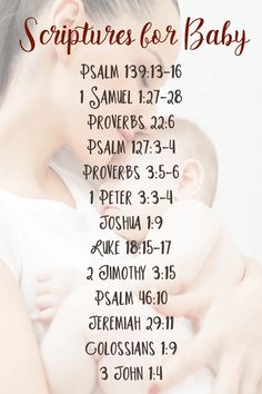 a woman holding a baby in her arms with the names of their babies on it