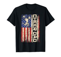 a black shirt with an american flag and the word cheer squad in white on it