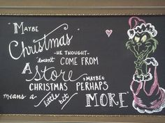 a blackboard with some writing on it that says maybe christmas is coming from aster and christmas perhapss may be more