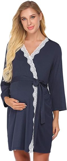 - Material: 95% Rayon 5% Spandex.Maternity Labor Delivery Hospital Nursing Robe is perfect for lazy weekends and late-night breastfeeding sessions - The 3/4-length sleeves maternity gown help to keep you cozy without interfering with daily mom life - Perfect gift choice for your wife, sisters, or friends. They will absolutely love this stylish robe #pregnancyoutfitsforhospital #pregnancyclothingideas #pregnancynighttimeroutine #pregnancyoutfitswinter #Cutepregnancyoutfits #Sleepshirts Indoor Maternity Shoot, Nursing Dress Breastfeeding, Outdoor Maternity Shoot, Nightgown Short