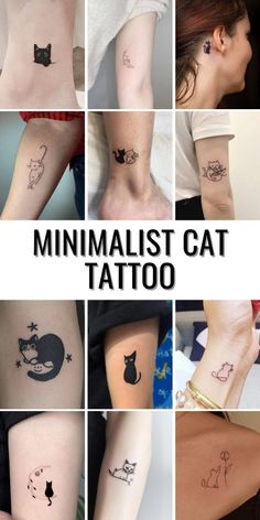 many different tattoos on the back of women's bodies, including cats and dogs