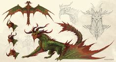 some very pretty dragon like creatures in different poses