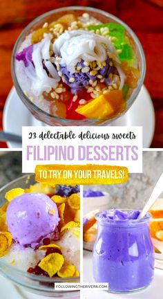 three different desserts with text overlay that reads, 23 delicious and delicious desserts to try on your travels