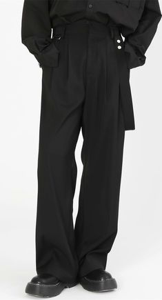 Whether it’s for casual days or formal occasions, it’s time to upgrade your wardrobe with nightcity clothing’s wide leg pleated pants with strap. These lightweight and comfortable pants come with breathable fabric, making them the perfect pair to bring along on your trips. The wide leg fit can be paired with any top, and the strap detail adds a modern twist to any look. Keep your style effortless and comfortable this summer with nightcity clothing’s wide leg pleated pants with strap.
Gender: Men Wide Pleated Pants Outfit Men, Wide Fit Pants Men, Types Of Pants Men, Formal Pant Men, Wide Leg Cargo Pants Outfit, Pleated Pants Men, Dark Academia Pants, Victorian Pants, Pants Design For Men