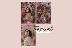 two photos with the words tropical sale on them