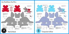 the cut out pattern for stuffed animals is shown