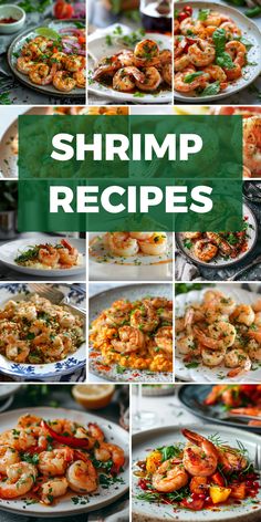 shrimp recipe collage with the words shrimp recipes