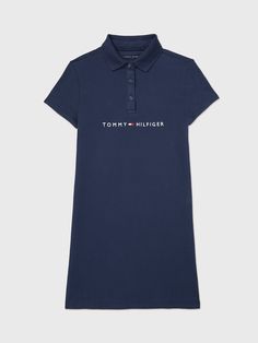 Kids' Logo Polo Dress, Cobalt Sapphire Blue Short Sleeve Polo Dress For Spring, Tommy Hilfiger Cotton Summer Dresses, Tommy Hilfiger Blue Short Sleeve Dress, Tommy Hilfiger Cotton Short Sleeve Dress, Tommy Hilfiger Store, Tommy Hilfiger Kids, Tommy Hilfiger Girl, Kids Logo, Kids Sale