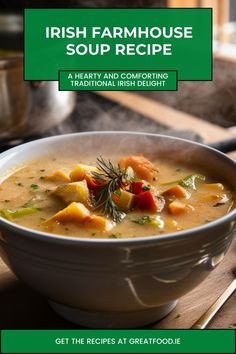 a white bowl filled with soup on top of a wooden table