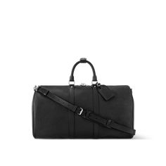 LOUIS VUITTON® - Keepall Bandoulière 50 - Black Louis Vuitton Taschen, Sac Louis Vuitton, Louis Vuitton Official Website, Best Travel Accessories, Bag Louis Vuitton, Leather Travel Bag, Louis Vuitton Keepall, Louis Vuitton Accessories, Louis Vuitton Official