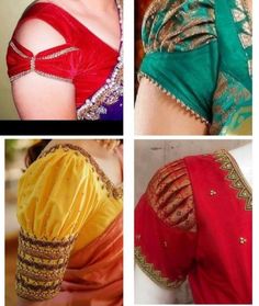 Blouse Design Puff Sleeves, Short Butta Hands For Blouses, Blose Desines Back Latest, Baluja Design New, Bugga Hands Blouse Designs, Blose Desines Back, Nauvari Saree Blouse Back Neck Design, Blauj Dizain New Fancy, Blose Hands Designs Latest