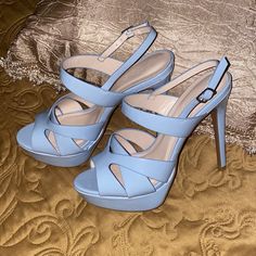 Brand New Baby Blue High Heels Blue High Heels, Grey Heels, Sparkly Heels, High Heels Shoes, Satin Pumps, Spike Heels, Kitten Heel Pumps, Stiletto Sandals, Strap Shoes