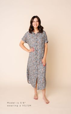 Shop All Colors: HERE Sizing: XS/S (2-6), M/L (6-10), XL/XXL (10-16) Midi Length Rayon Shirt Dress For Day Out, Casual Floral Print Dress For Daywear, Casual Midi-length Rayon Shirt Dress, Floral Print Relaxed Fit Dress For Brunch, Floral Print Relaxed Fit Dress For Daywear, Relaxed Fit Floral Print Dresses For Day Out, Relaxed Fit Floral Print Day Dresses, Floral Print Midi Shirt Dress For Beach, Rayon Midi Dress With Short Sleeves For Daywear