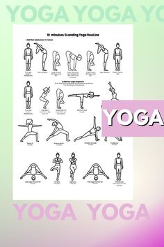 yoga poses for beginners poster with the words, how to do them in english and spanish