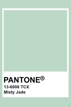 pantone's mint green paint is shown with the words, 1 - 8008 tcx misty jade