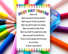 First Day of School Prayer Tag, Back to School Prayer, Printable Gift Tag, Christian Prayer Card, Prayer for Child, Starting School Blessing - Etsy First Day Prayer For Students, First Day Of School Prayer For Kids, 1st Day Of School Prayer, Prayer For First Day Of School, Back To School Prayer For Students, Back To School Prayer For Kids, School Prayer For Kids, Preschool Prayer