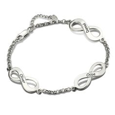 Our Triple Infinity Bracelet symbolizes eternity and continuance. Show your everlasting friendship or love for three special people in your life with an engraved pendant for each one.No matter for friends or families ,It is the best choice gift. Custom Engraved Bracelet, Mothers Bracelet, Silver Bracelets For Women, Engraved Pendant, Bracelet Knots, Infinity Necklace, Knot Bracelet, Engraved Bracelet, Name Bracelet