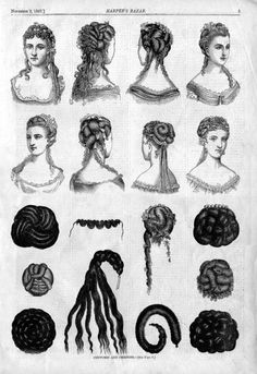 this is incredibly useful for making historical hair, real or false 1870s Hairstyles, 19th Century Hairstyles, 1800s Hairstyles, Historical Hairstyles, Victorian Hairstyles, Curly Bangs, Have Inspiration, Old Fashion, Historical Costume