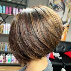 Angled Bobs, Line Bob Haircut, Chic Bob, Stacked Hair, Stacked Bob, Copper Highlights