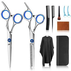 PRICES MAY VARY. UPGRADE PROFESSIONAL COATING AND LATEST DESIGN: The hair cutting scissors are made with an upgrade modern and soft inner rubber rings design and manufactured using premium quality 420 stainless steel which attributes to its glossy and shiny surface. Its professional coating prevents the steel from rust. HIGH-END DESIGN: Our barber scissorsShock absorber at the end of the handle can effectively reduce wear and noise caused by handle collision. The adjustment of the hair shears sc Hair Thinning Scissors, Professional Haircut, Hair Shears, Thinning Shears, Diy Haircut, Barber Scissors, Thinning Scissors, Tools For Women, Hairdressing Scissors