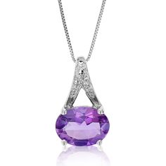 Pendant necklaces are the perfect accessory to elevate any outfit and add a touch of grace and sophistication. Featuring a purple amethyst with unparalleled brilliance, this pendant necklace is a timeless treasure that will last a lifetime. The pendant is constructed of sterling silver, a luxurious metal that is classic and retains its luster for a very long time. The gemstone in the pendant perfectly complements the sterling silver metal, which has always been at the forefront of fashion. The s Oval Purple Diamond Cut Jewelry, Purple Oval Diamond Cut Jewelry, Purple Oval Jewelry With Diamond Accents, Formal Oval Necklace With Accent Stones, Elegant Purple Oval Pendant Necklace, Fine Jewelry Amethyst Oval Pendant, Purple Gemstone Oval Pendant Necklace, Purple Gemstone Necklace With Oval Pendant, Classic Oval Amethyst Necklaces