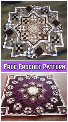 two pictures with different patterns on them and the same one is for free crochet pattern