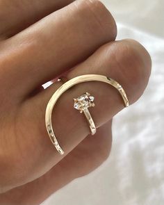 Eclipse Herkimer Ring – James Michelle Finger Splint, Moon Gifts, Gold Rings Fashion, Ringe Gold, Rings Simple, Jewelry Inspo, Bling Bling, Cute Jewelry, Unique Rings