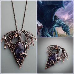 More dragon necklaces you can find here https://www.etsy.com/shop/BestArtisanGifts?ref=seller-platform-mcnav&search_query=dragon This dragon necklace is made of natural iolite stone and copper wire. The total pendant size is about 7-8 cm. The stone size in pendant is about 2.5 cm. Chain length is 60 cm (24'). Colors may vary slightly due to the color calibration of each individual monitor and natural features of stones. More items are available here https://www.etsy.com/shop/BestArtisanGifts?ref Dragon Necklaces, Xmas Gifts For Wife, Unusual Gifts For Women, 22nd Anniversary, Iolite Stone, Copper Anniversary Gifts, Anniversary Gift For Husband, Copper Anniversary, 7th Anniversary Gifts