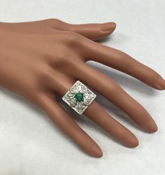 2.44 Carats Natural Emerald and VS Diamond 14K Solid White Gold Ring Suggested Replacement Value: $11,800.00 Total Natural Green Emerald Weight is: .84 Carats (transparent) Emerald Measures: 5.50 x 4.91mm Natural Round Diamonds Weight: 1.60 Carats (color G / Clarity VS2-SI1) Ring total weight: 11.3 grams Disclaimer: all weights, measurements and colors are approximate and may vary slightly from the listed dimensions or as seen in the image. All pictures are magnified to show the smallest of deta Elegant Silver Emerald Ring Collectible, Gia Certified Art Deco Jewelry Gift, Gia Certified Art Deco Jewelry For Gift, Art Deco Diamond Jewelry With Vs Clarity, Emerald Cut Aquamarine Ring, Emerald Gem, Emerald Cut Rings, Blue Sapphire Diamond, Etsy Gold Ring