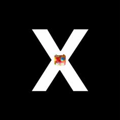 the letter x is made up of different colors and shapes, including an apple logo