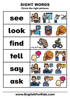 Sight words verbs - printable ESL worksheets Verbs For Kindergarten, Verb Worksheets For Kindergarten, Kindergarten Verb Worksheet, Action Words Worksheet, Doing Verbs Worksheet For Grade 1, Sights Words For Kindergarten, Verbs For Kids