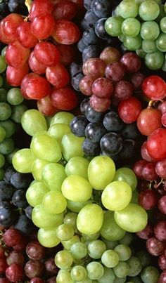 a bunch of grapes that are all different colors