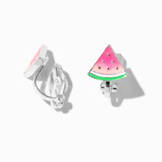 Claire's Pink UV Color-Changing Watermelon Clip-On Earrings Crown Hair Clip, Sensitive Ears Earrings, Piercing Kit, Flower Crown Hairstyle, Word Bracelet, Pencil Case Stationery, Jewelry Words, Bags For Teens, Fashionable Jewelry