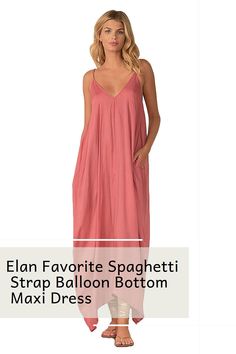 Get ready to have some fun in the sun with this gorgeous Elan Spaghetti Strap Balloon Bottom Maxi Dress Cover Up V-Back from Nyteez! This beautiful beach dress is perfect for any summer occasion and is designed to keep you looking stylish and cool all day long. With its adjustable spaghetti straps, V-back and breathable lightweight material, this maxi dress is sure to keep you comfortable and looking your best. Shop now to rock this stunning look at the beach, pool or anywhere in between. Vacation Dresses With Spaghetti Straps, Unlined Spaghetti Strap Vacation Dresses, Maxi Length Unlined Sundress For Vacation, Spring Beach Party Dress With Adjustable Straps, Unlined Maxi Sundress For Vacation, Unlined Maxi Sundress For Summer, Summer Dress With Spaghetti Straps Unlined, Summer Dress With Spaghetti Straps And Unlined, Summer Spaghetti Strap Unlined Dress