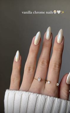 Vanilla Chrome Nails, French Manicure Nails, Metallic Nails, Beauty Nail