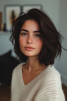 Thick Wavy Hair, Wavy Bob Hairstyles, Short Brown Hair, Shoulder Length Hair Cuts, Short Bob Hairstyles, Short Hairstyles For Women, Womens Haircuts, Wavy Hair