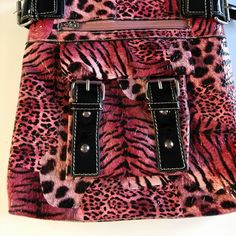 Hot Pink Animal Print Messenger Bag Zebra Flowers, Animal Print Handbags, Hot Pink Zebra, Rhinestone Handbags, Pink Animal Print, Beige Purses, Hot Pink Flowers, Pink Animals, Black Crossbody Purse