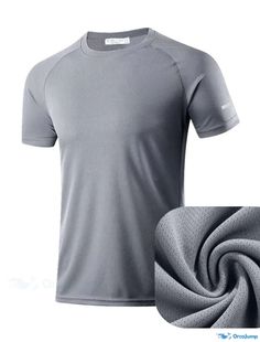 OrcaJump - Mens Solid Blue T-Shirt - Crew Neck, Short Sleeve, Casual Fashion for Beach & Street Holiday Wear Gray Crew Neck T-shirt For Outdoor Activities, Gray Crew Neck Top For Outdoor Activities, Gray Crew Neck Top For Outdoor, Gray Short Sleeve Top For Outdoor Activities, Gray Short Sleeve Top For Outdoor, Breathable Crew Neck T-shirt For Outdoor Activities, Man Cold, Silk T Shirt, Sports Shirt