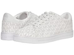 Michael Kors Nate - Men's Shoes : Bright White : The Michael Kors Nate lace-up sneaker is made of leather and features embossed logo details throughout. Soft synthetic lining and cushioned footbed for all-day wear. Durable synthetic outsole. Imported. Measurements: Weight: 15 oz Product measurements were taken using size 9, width M. Please note that measurements may vary by size. Weight of footwear is based on a single item, not a pair. Embossed Logo, Front Row, Bright White, Men's Shoes, Michael Kors, Louis Vuitton, Lace Up, Sneakers, Lace