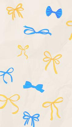 the blue and yellow bows are drawn on paper