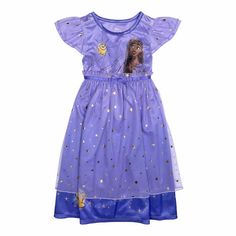 Features: Disney Color/Style: Wish(Purple) Short Sleeve Dress Printed Graphic Made In China Content: 100% Polyester Sizing: Kids Sizes: 2t - 6x Size Conversion: Toddler = 2t - 4t | Kids = 5 - 6x Model Is 4'1" Wearing Size 6 Color & Size Subject To Availability Care Instructions: Wash Before Wearing Machine Wash Cold Gentle Cycle Wash With Like Colors Disney Colors, Disney Dresses, Purple Shorts, Disney Kids, Short Sleeve Dress, Color Style, Sleeve Dress, Print Dress