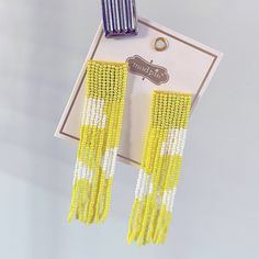 New W Tags. Earrings Measure 3 1/2" Earrings Have Hypoallergenic Posts Earrings Are Made Of Beaded Tassels Make A Standout Addition To Your Collection With Our Floral Beaded Earrings. The Beaded Tassel Earrings Feature Bright Colors And Unique Designs. The Earrings Have Hypoallergenic Posts. These Earrings Are Sure To Add A Pop Of Color To Any Outfit And Are Perfect For Summer. Yellow Dangling Beads Earrings For Summer, Summer Yellow Dangling Beads Earrings, Trendy Yellow Earrings With Colorful Beads, Trendy Beaded Tassel Earrings For Summer, Yellow Summer Earrings With Dangling Beads, Yellow Summer Jewelry With Dangling Beads, Summer Yellow Earrings With Dangling Beads, Summer Yellow Jewelry With Dangling Beads, Trendy Summer Beaded Tassel Earrings