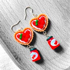 Strawberry Pie Earrings, 3d Earrings Pie Earrings, Earrings Strawberry, 3d Earrings, Brand Earrings, Earrings Food, Strawberry Earrings, Novelty Earrings, Food Earrings, Strawberry Pie