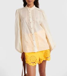 Zimmermann Halliday Lace-trimmed Cotton Shirt - Neutrals | Editorialist Designer Beige Tops For Spring, Designer Beige Cotton Tops, Designer Cream Tops For Spring, Designer Cotton Blouse For Fall, Color Name, Cotton Poplin Shirt, Cotton Polo Shirt, Cotton Polo, Cotton Voile