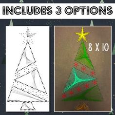 three christmas trees are shown with the numbers 3 and 4 in each one's corner