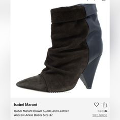 Questions, Please Ask. Brown Pointed Toe Boots With Contrasting Heel, Brown High Heel Boots With Contrasting Heel Counter, Marant Shoes, Isabel Marant Shoes, Isabel Marant, Bootie Boots, Black And Brown, Ankle Boots, Women Shoes