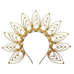 PRICES MAY VARY. Beautiful leaf style Crown / Headband / Headdress Can be worn over the hair like a traditional headband or across the forehead for a more boho style look Crown measures 8.50 inches / 21.5 centimeter in height and 11 inches / 28 centimeter in width The leaf height measured from the headband is 3.0 inch / 7.5cm Nylon elastic material, very lightweight, comfortable to wear, please do not bend it One size fits all Gothic Gold Halo Crown Gold Halo Headband Party Wedding Halo Headdres Goth Headband, Crown Halo, Gothic Crown, Women's Headbands, Feather Crown, Glitter Outfit, Wedding Halo, Goddess Crown, Headband Gold