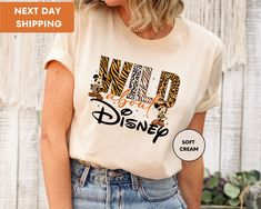 "Wild about Tee, Safari Mode, Animal Kingdom, Cute Gift, Mickey and His Friend Shirt, Mickey and Friends T-shirt, Party Gift  ORDERING: 1. Review all photos 2. Choose Size and Color from drop-down menu 3. If personalization box is available, add your text color 4. Add each shirt to cart one at a time 5. Click \"Add to Cart\" - you can go back to add more products 6. Click \"Proceed to Checkout\" 7. Add note to seller for any requests * We use several different brand shirts, all of them are premi Wild About Disney Shirt, Animal Kingdome Shirt, Animal Kingdom Birthday Shirt, Animal Kingdom Outfit Woman, Animal Kingdom Outfit, Friend Shirt, Friends T Shirt, Friends Tshirt, Brand Shirts