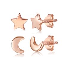 PRICES MAY VARY. ➷ A delicate set of the mismatched moon and star stud earrings, Perfect fun earrings for summer, adventurers, or those who love astronomy. ➷ SIZE & MATERIAL ♥ Moon star studs （1 set of 2 pairs）diameter is approx. 5mm each；*** Hypoallergenic platinum plated sterling silver, plating thickness is double the industry standard,nickel-free and lead-free, safe for everyone even for those with sensitive skin. ➷ PACKAGING ♥ Each piece of our jewelry comes complete with a cleaning cloth a Crescent Sterling Silver Cartilage Earrings As Gift, Rose Gold Celestial Earrings For Gift, Skin Packaging, You Are My Moon, Moon Stud Earrings, Artsy Jewelry, Clean Sterling Silver, Moon And Star Earrings, Star And Moon